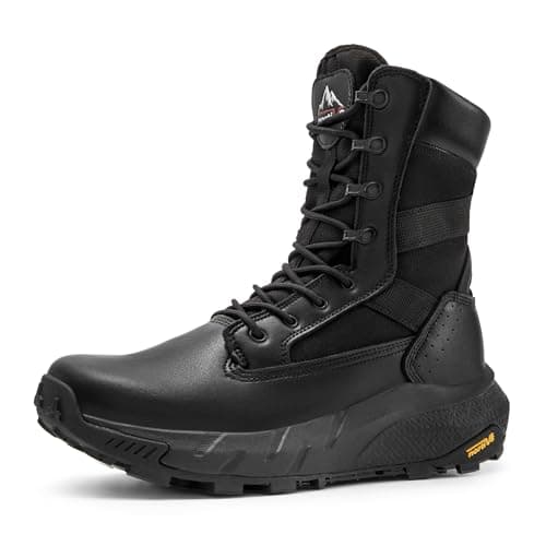 NORTIV 8 Stivali Militari da Uomo Stivali da Combattimento Traspiranti con Cerniera Stivali da Combattimento Tattici di Sicurezza Scarpe da Trekking all'aperto,Size 44,Nero,SNMT242M