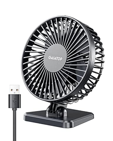 Gaiatop Ventilatore da scrivania USB, piccolo ma potente, portatile, silenzioso, 3 velocità, regolabile, mini tavolo da tavolo per un migliore raffreddamento, casa, ufficio, auto, interni ed esterni,