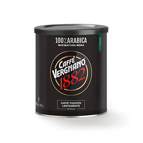 Caffè Vergnano 1882 - Barattolo di caffè 100% Arabica macinato, per moka, confezione da 250 g
