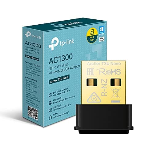 TP-Link Archer T3U Nano USB Adapter Network Card, Wireless Dual-Band WiFi AC1300Mbps, Nano Size, USB 2.0, MU-MIMO, Support Windows, Mac OS X