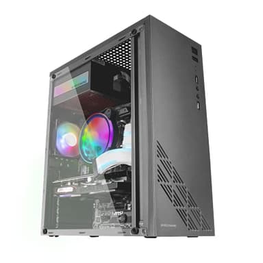 MARSGAMING Mars Gaming MC100, Case ATX Gaming, Ventola FRGB 9 cm, Ventilazione Convect-Cool, Nero