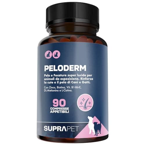 Suprapet Peloderm per Cane e Gatto 90 compresse a base di Biotina, Zinco, Vitamine B, Metionina e Cistina per il Benessere e la lucentezza del Pelo | Mangime Complementare
