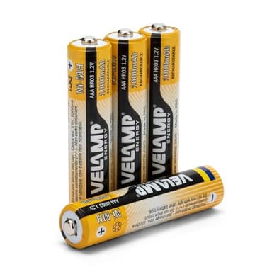 VELAMP HR03/4BP Batterie Ricaricabili Mini Stilo AAA ad Alta Capacità 1,2V 1000 mAh, Tecnologia Ni-MH, ricaricabili circa 1000 volte, Blister 4 Pezzi