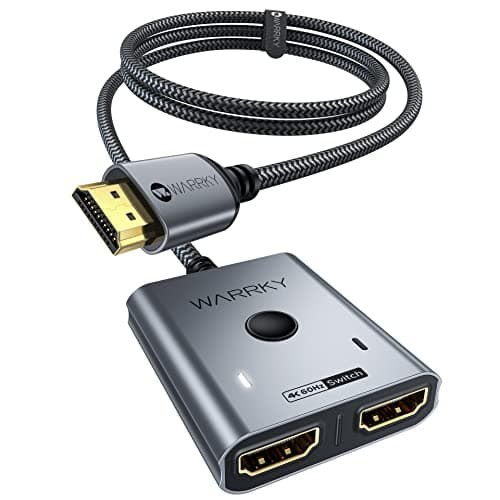 WARRKY Switch HDMI 4K@60Hz, [Alluminio, Cavo Fisso in Nylon 1m] Sdoppiatore HDMI Bidirezionale 2 in 1 out (Uno Schermo alla Volta), Splitter HDMI Supporto HDR/HDCP 2.2/3D 1080p Per TV, PC, PS5, Xbox