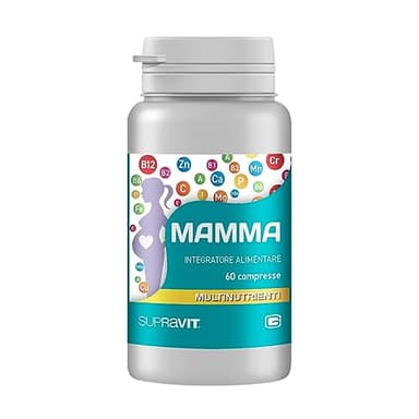 SUPRAVIT Mamma, Integratore Alimentare a base di vitamine, minerali e nutrienti, per mamme. 60 compresse. Integratore per gravidanza e allattamento. Trattamento giornaliero di 2 mesi.