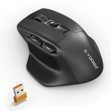 Rytaki Mouse wireless per mani grandi - 4800 DPI Mouse Senza Fili Ergonomico, 2,4G Mouse Ottico con Ricevitore USB per PC/Mac/Laptop/tablet/computer, 6 pulsanti, nero Mouse Professionale