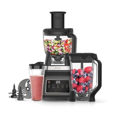 Ninja Robot da cucina e frullatore 3 in 1, 1200W, ciotola 1,8L, caraffa 2,1L, tazza 700ml, 5 programmi Auto-iQ, per frullare, tagliare, miscele, purè, lavabile in lavastoviglie, nero, BN800EU