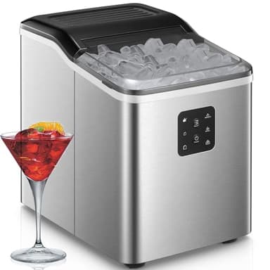 NORTHCLAN Macchina Ghiaccio con 2 Formati di Ghiaccio, 14 KG 24 Ore, 9 Cubetti di Ghiaccio in 6 Min, Autopulente, Display LCD, 2L Macchina del Ghiaccio Acciaio Inox Macchina per il Ghiaccio