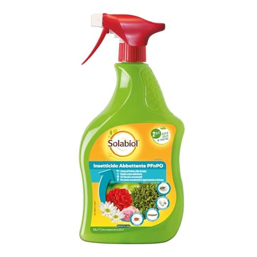 Solabiol Insetticida Abbattente PFnPO, Biologico a base di Piretro Pronto Uso. Elimina Afidi, Larve di Lepidotteri, Coleotteri, Farfallina del Geranio. Rapida Azione 1L