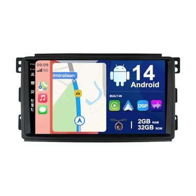 BXLIYER Android 14 IPS Autoradio Per Benz Smart fortwo 451 (2005-2010) - 2G+32G - Telecamera Gratuito - 9 Pollici 2 DIN - Supporto WIFI DAB Carplay Split-Screen Volante Android Auto Bluetooth
