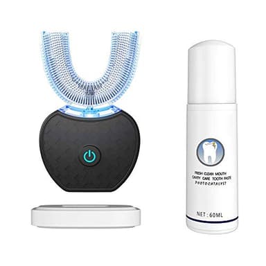 Spazzolino ultrasonico,Spazzolino da denti automatico Ultrasuoni 360 Gradi Spazzolino elettrico Ultrasuoni, Sbiancamento dei denti con timer automatico, Spazzolino da denti (nero, 1)