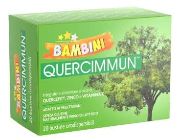 Quercimmun bambini- Integratore alimentare a base di Quercefit® (Quercetina Fitosoma®), Zinco e Vitamina C, con fruttosio ed edulcoranti - 20 bustine orodispersibili