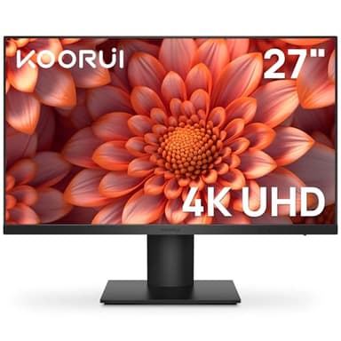 KOORUI Monitor 27 Pollici, 4K Schermo PC UHD(3840x2160), IPS, 4ms, 60Hz, 2x HDMI 2.0 & DisplayPort 1.4, Adaptive Sync, HDR10, VESA 100x 100mm, 90% DCI-P3, Cura Degli Occhi