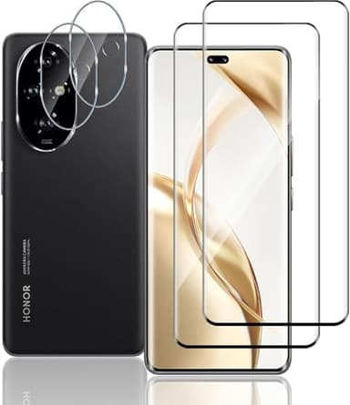 TUTUO per Honor 200 Pro 5G Vetro Temperato, [2+2 pezzi] 3D Pellicola Protettiva + Fotocamera Pellicola, Anti-Graffio, Durezza 9H 3D HD Bordo Senza Bolle Schermo Pellicola