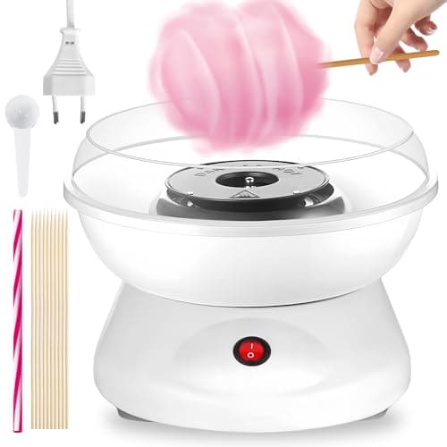 Macchina per zucchero filato per la casa, macchina per zucchero filato, in stile retrò, 450 W, per diverse feste, facile da usare e facile da pulire, con accessori (bianco)