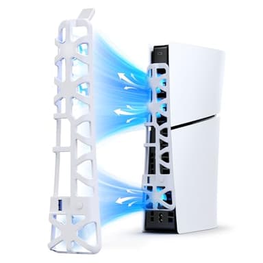 NexiGo Ventola di raffreddamento sottile e silenziosa per PS5, con velocità regolabile, accensione e spegnimento automatico, con porta USB 3.0, sistema di raffreddamento efficiente per PS5 Slim Disc e