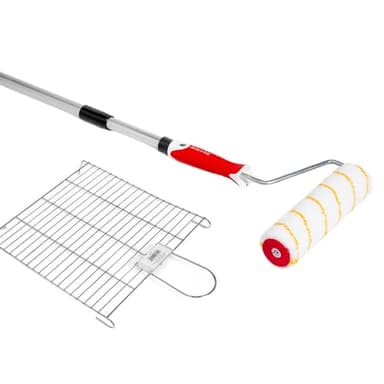 PENNELLIFICIO 2000 | Set Pittura Professionale Composto da Rullo, Asta in Alluminio e Retina in Metallo Scola-Rullo, per Pitture da Interni e Idropitture, Asta da 110 cm a 200 cm