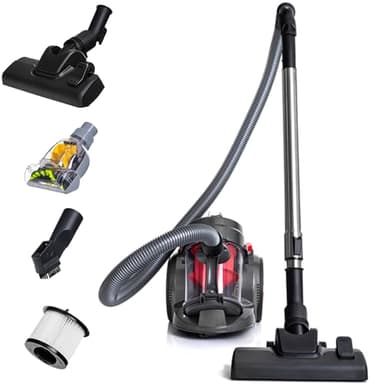 LEHMANN Aspirapolvere Ciclonico Potente, max. 4000W, Aspirapolvere a Traino senza Sacco con Filtro HEPA per Allergici, Capacità 1,8L, Set di Accessori con Spazzola Turbo per Peli Animali, Compatto