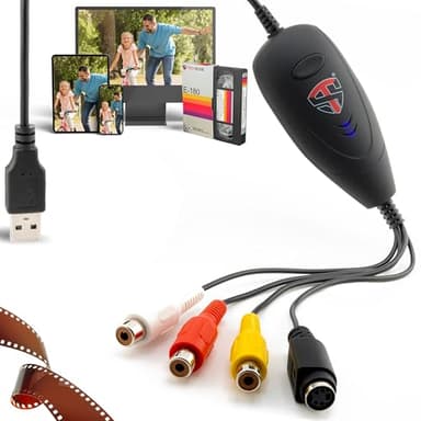 TechSide Video Grabber 2025: convertitore vhs in digitale USB 2.0 per Videoregistratore VHS Hi8 Compatibile Windows 11/10, Nuovo Software Cattura e Trasforma Videocassette in Formati Digitali MP4