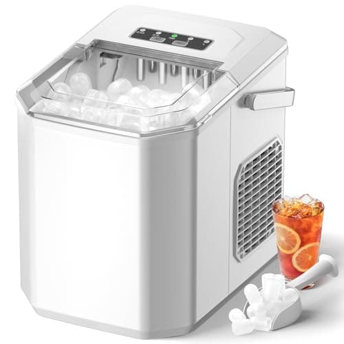 Macchina Ghiaccio 12kg/24h, Macchina del Ghiaccio Casa Autopulente, Ice Maker Professionale 1,5L, con Maniglia/Silenzioso/Paletta/Cestello, Bianco