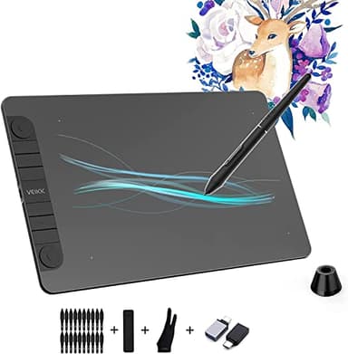 VEIKK Tavoletta grafica VK1060PRO V2, tavoletta grafica da 10 x 6 pollici con 8 tasti di scelta rapida con penna senza batteria e 8192 livelli di pressione professionali, compatibile con Win/Linux/And