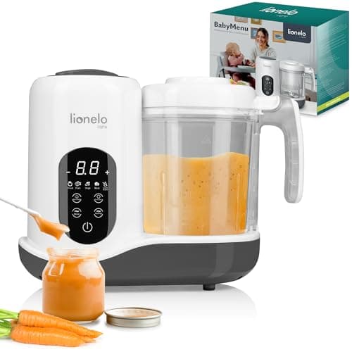 Lionelo BABYMENU 5in1 Robot Cucina e Scaldabiberon per Bambini: Cottura a Vapore, Frullatura, Riscaldamento, Scongelamento, Sterilizzazione, Pasti Sani Neonati, Senza BPA, Facile da Pulire, 35 Ricette