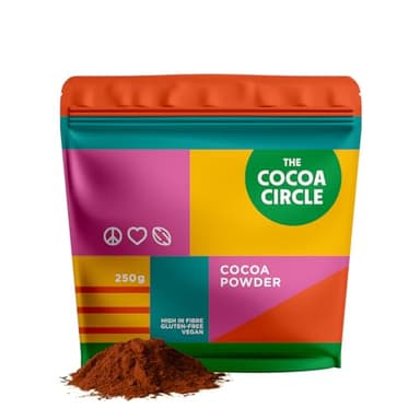 The Cocoa Circle 100% Puro Cacao in Polvere - 250g | Cacao di Alta Qualità Non Zuccherato per Dolci, Dessert e Cioccolata Calda | Ricco di Antiossidanti e Minerali