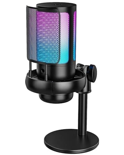 Anykuu Micrófono Gaming RGB, Microfono a Condensatore USB Plug & Play, Microfono Cardioide per PC Gaming Mac PS4 PS5, Set di Microfoni con Tocco Muto e Filtro Pop