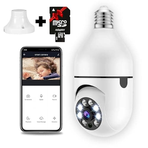 TELECAMERA LAMPADINA WIFI ESTERNO/INTERNO + SD in omaggio - telecamera attacco E27 a led con camera bulbo 360 con risoluzione in 2K- Una lampadina con telecamera WiFi per sicurezza della tua famiglia