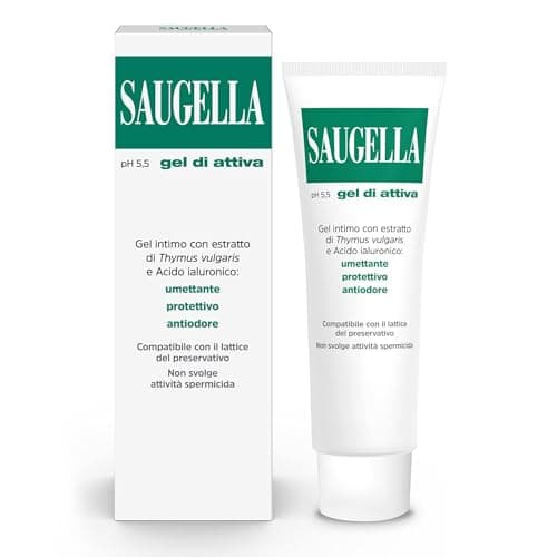 Saugella Attiva, Gel Umettante e Protettivo, pH 5.5, Con Acido Ialuronico e Timo, Azione Idratante e Antiodore, Compatibile con Preservativi in Lattice, 30 ml