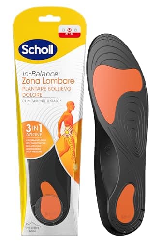 Scholl In-Balance Zona Lombare Plantare Sollievo Dolore, Lombalgia, Plantari con Gel Ammortizzante a Doppio Strato con Supporto Flessibile per la Zona Lombare, Taglia M (40-42), 1 Paio