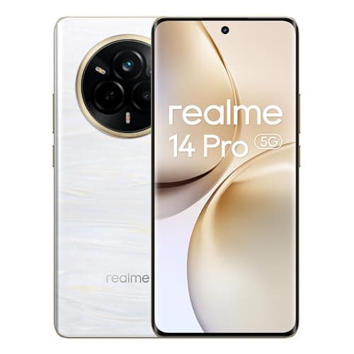 realme Smartphone 14 Pro 5g, 8+256GB, Bianco, fotocamera Sony IMX882 OIS AI, design che cambia colore sensibile al freddo, batteria 5260 mAh, IP69, display 120Hz, esclusiva Amazon(Nessun adattatore)