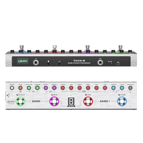 Pedale multieffetto per basso LEKATO con 36 preset modificabili, compressore, spazio, MOD, riverbero, caricamento IR, registrazione, accordatore, batteria integrata, connessione BT (basso)