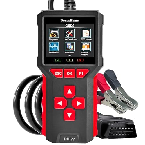 DonosHome DH77 2 in 1 Tester per Batteria Auto 5-36V 20-3300CCA + OBD2 Auto Diagnostica Schermo a colori 3,2", Lettore Codici Guasti Motore, Controllo SMOG, DTC, Voltmetro,per Auto, Moto, Camion