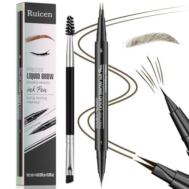 Matita Sopracciglia-Matita Sopracciglia Microblading, Ruicen Matita Sopracciglia Waterproof Due lati con 2 Fork Tip e Ultra Precisa Creare sopracciglia naturali, Fino a 24 ore - 02# Marrone