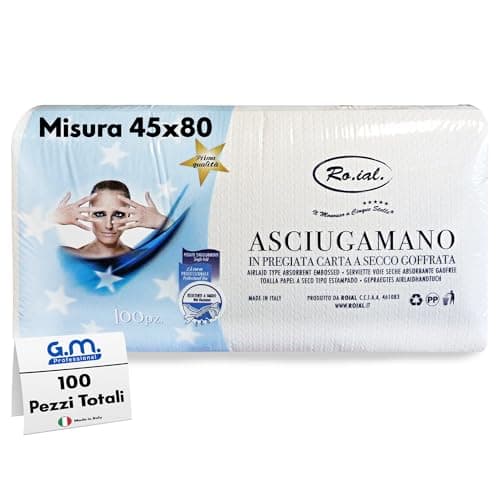 GM Asciugamani Monouso 100 Pezzi 45x80 cm in Tessuto Non Tessuto - Panno Monouso Altamente Assorbente, per Saloni di Parrucchieri, Studi Cosmetici, Pedicure, Ospedali, Saune, Hotel, x Casa