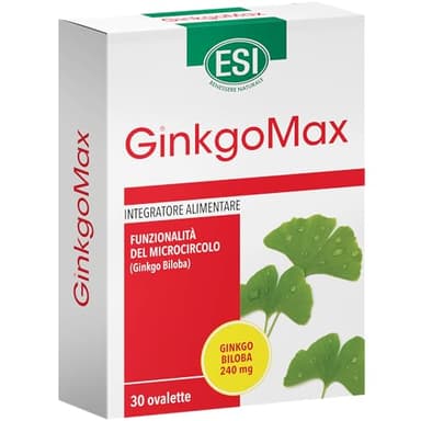 ESI - GinkgoMax, Integratore Alimentare a Base di Ginkgo Biloba, Favorisce le Funzionalità Cognitive e il Corretto Microcircolo, Senza Glutine e Vegetariano, 30 Ovalette