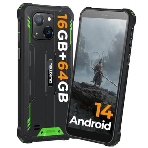 OUKITEL G2 Rugged Smartphone Android 14, 16(4+12) GB+64GB/1TB Telefono Indistruttibile, 6" Schermo, 13MP + 5MP Fotocamera, 6300 mAh IP68 Impermeabile Cellulare Antiurto, Dual 4G SIM/Face ID/OTG/GPS