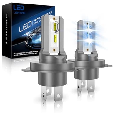 PPYYEMU Lampadina H4 LED Per Auto, 60W 28000LM 6500K Bianco 600% Luminosità, Kit di Conversione Lampadine Abbaglianti/Anabbaglianti, Per Auto e Moto a 12V, 2 Pezzi