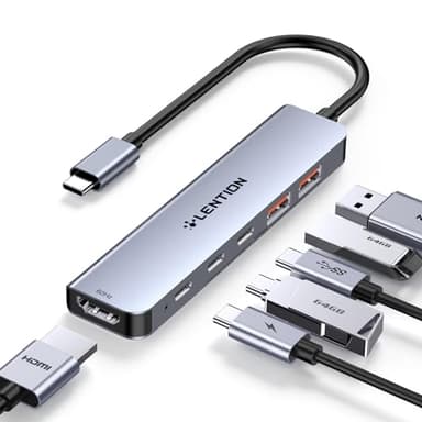 LENTION Hub USB C HDMI 4K@60Hz, PD 100W, 10Gbps Adattatore USB C USB 3.2 Gen 2 (2 USB-C & 2 USB-A), Docking Station per MacBook Pro 2024-2016, Nuovo Mac Air, iPhone 15 Plus Pro Max e Altro (CE37)