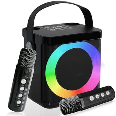 Macchina per karaoke, Macchina per karaoke portatile con microfoni wireless per adulti e bambini, Altoparlante per karaoke Bluetooth con sistema PA, Luci a LED, Feste in casa/KTV, All'aperto, Viaggi