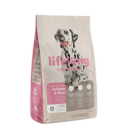 Marchio Amazon - Lifelong - Alimento secco completo per cani adulti, salmone e riso, 5 kg, confezione da 1