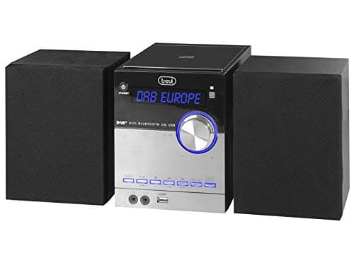 Trevi Hcx 10D8 Dab Stereo Hi-Fi con Ricevitore Digitale Dab/Dab+ e Fm con Rds, Display Alfanumerico LCD, Bluetooth, Cd, Mp3, USB, Aux-In, Funzione Auto-Memory, Funzione Orologio, Nero