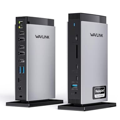 WAVLINK USB C Docking Station con 3 HDMI, Displaylink Laptop Dock Triplo Monitor 4K+Dual 2K, 100W di ricarica per M1 M2 M3 Mac e Windows, 5 porte USB, 2DP, porta Ethernet 1Gbps, Audio/Mic, SD/TF