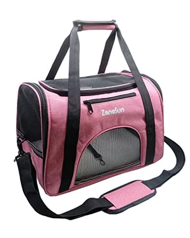 ZaneSun Trasportino morbido per gatti di piccola taglia, gattino, cani, cuccioli, approvato dalle compagnie aeree per viaggi, a prova di fuga, traspirante, con 5 finestre a rete (rosa)
