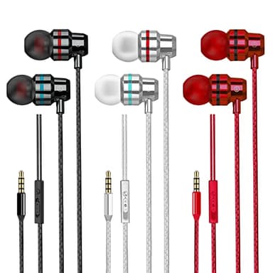 3 Pacco Cuffie In Ear con Filo, Auricolari con Filo e Microfono/Controllo del, Isolamento del Rumore, Alta Qualità del Suono Cuffiette, Auricolari per Samsung Galaxy, Tablet e Dispositivi da 3,5 mm
