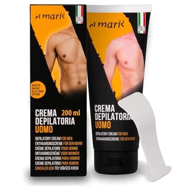 ELMARIS - Crema Depilatoria Uomo - Corpo e Zone Intime - 200 ml - Ultrarapida e Delicata - Per Tutte le Pelli