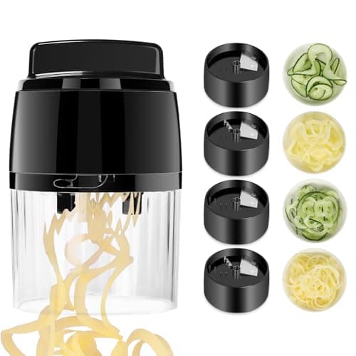 Spiralizzatore di Verdure - 4 in 1 Taglia Verdure a Spaghetti Verdure Spiralizer - Spirale Manuale Tagliaverdure Julienne per Pasti Vegani a Basso, Spaghetti di Verdure, Zucchina, Cetriolo, Carota