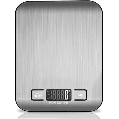 Bilancia Da Cucina Digitale, 5 kg, Elettronica In Acciaio Inox, Elegante Alimentare Ultra Sottile, Per Casa, Con Display Lcd, Funzione Tara