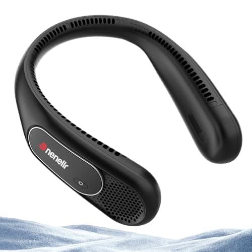 Dnenellr Ventilatore da Collo Portatile, 6000 mAh Ventilatore Collo Ricaricabile USB, 3 Velocità, Ventilatore Senza Pale, Ventilatore Portatile da Collo per Uomini, Donne, Interni, Esterno e Viaggi